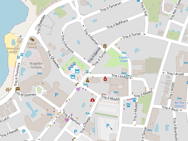 Map of Qawra with Beat It! Gym marked on Triq it-Turisti